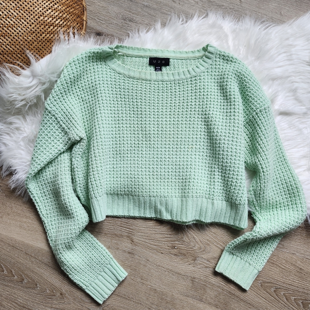 Mint Green Cropped Sweater